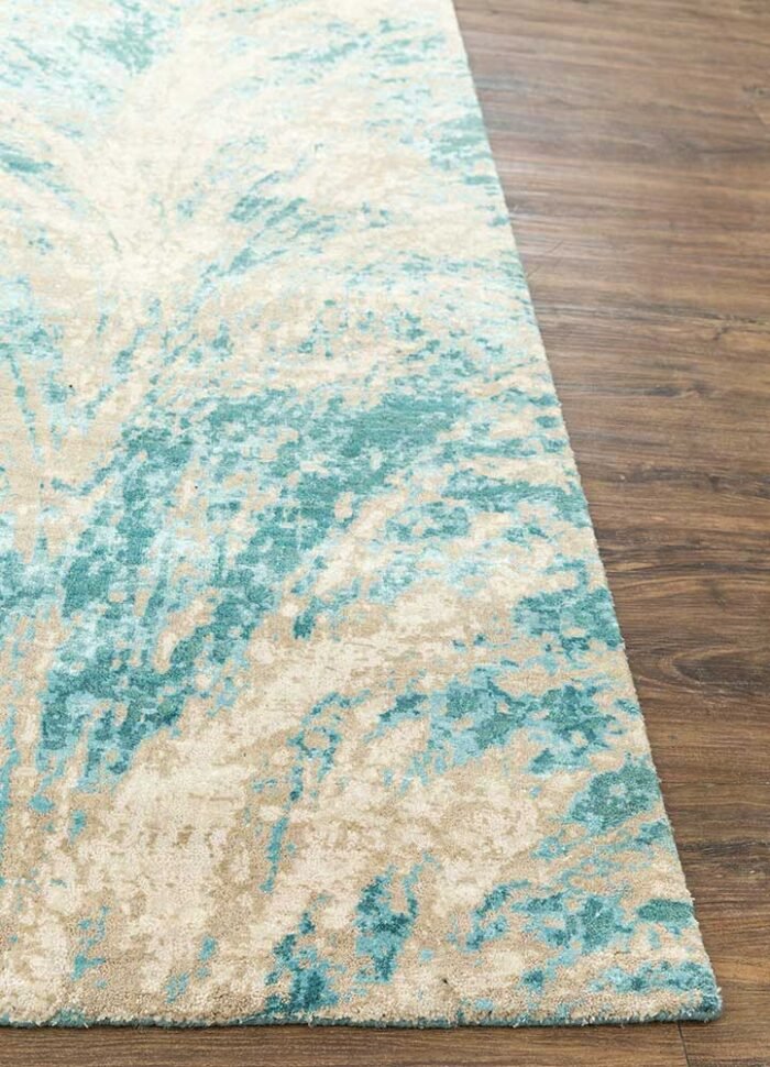 Caribbean Sea/Ivory Hand Knotted Rugs - Image 4